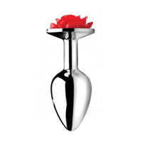 Side View of Metal Anal Plug Red Flower