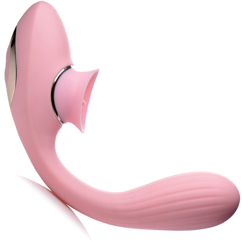 Image of Bendable 2-in-1 Flickering Clit and G-Spot Vibrator shown in the bent C-shape position.
