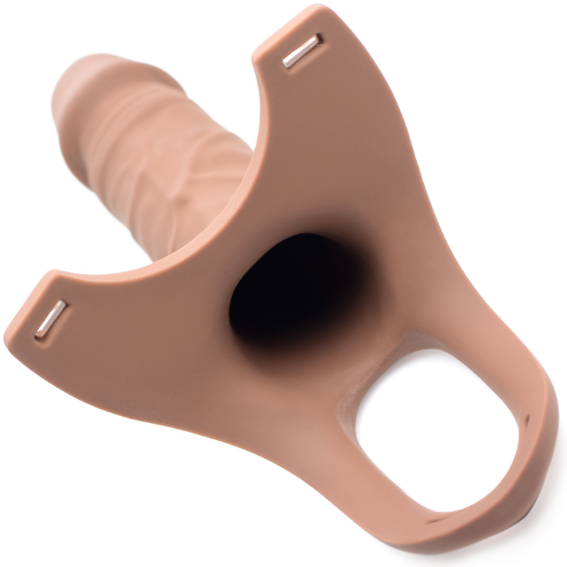 Image of the inside of the beige hollow 6 inch Silicone Hollow Strap-On