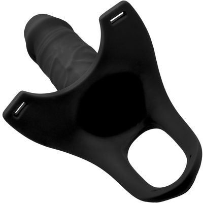 Image of the inside of the black hollow 6 inch Silicone Hollow Strap-On 