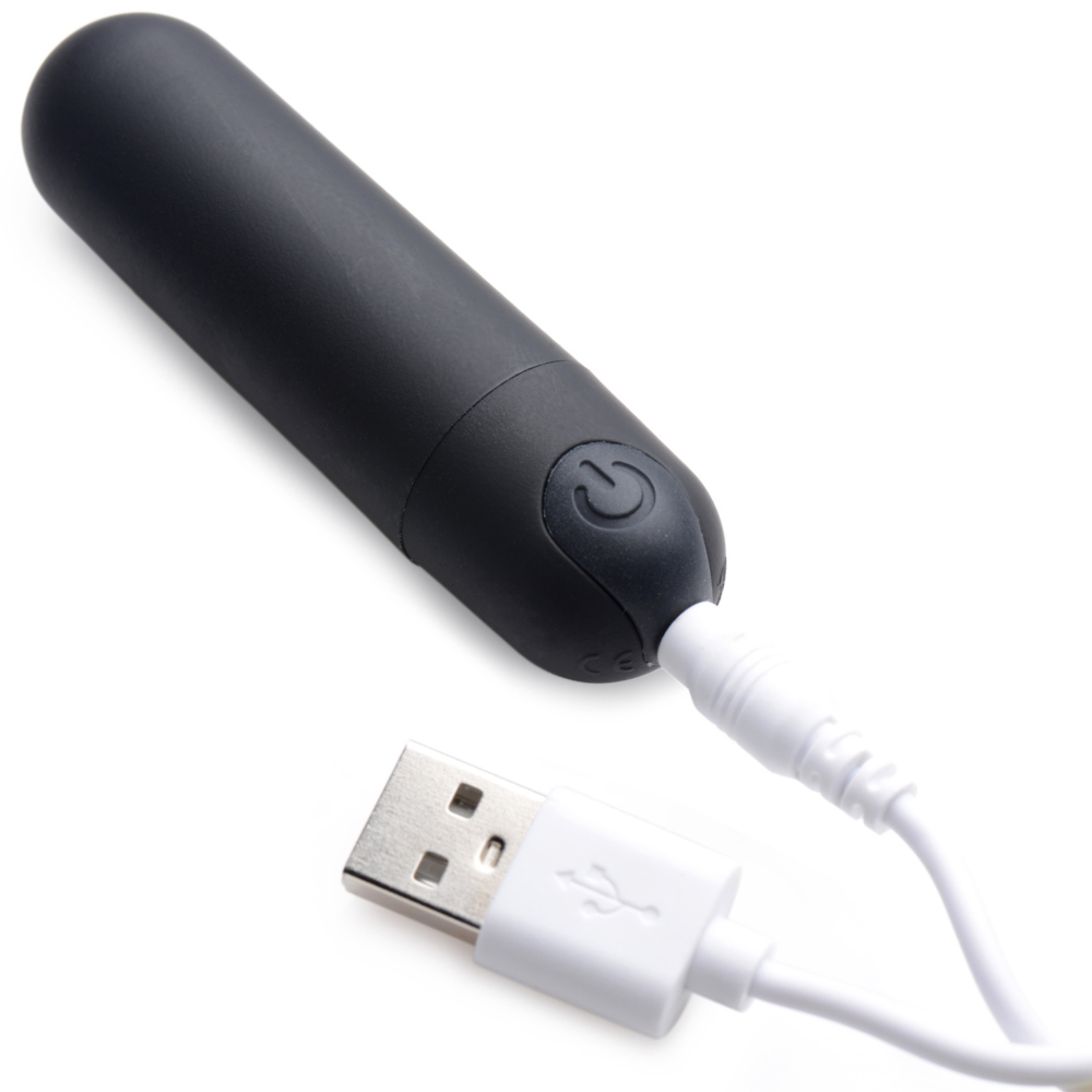 Image of the bullet vibe being charged. This is a USB rechargeable bullet, so it is perfect for those who do not want to worry about batteries!
