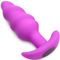 Image of the purple Bang! Vibrating Silicone Swirl Butt Plug With Remote Control 