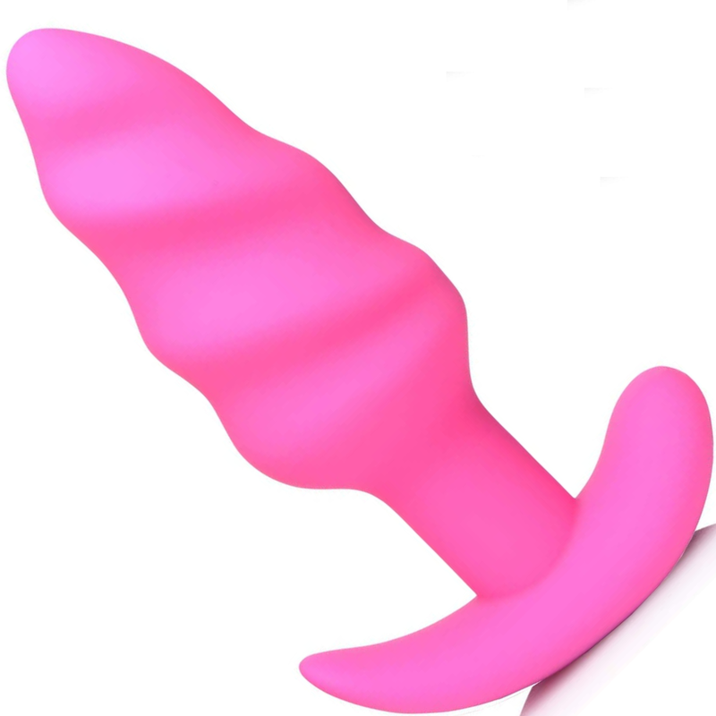 Image of the pink Bang! Vibrating Silicone Swirl Butt Plug With Remote Control 