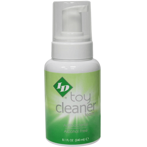 Green and white bottle of foam toy cleaner