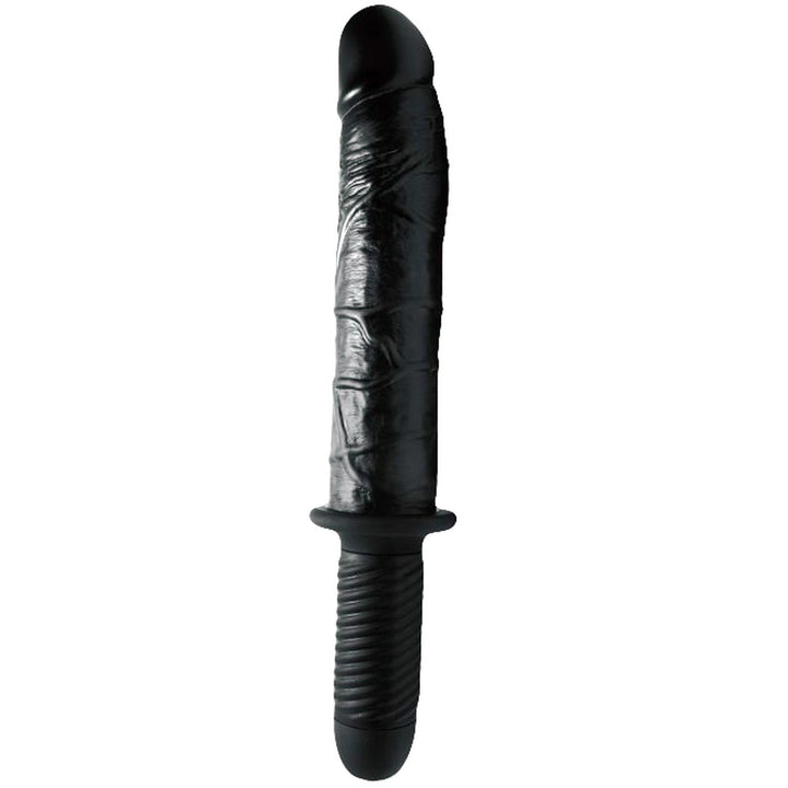 Extra large and realistic black dildo thruster with handle