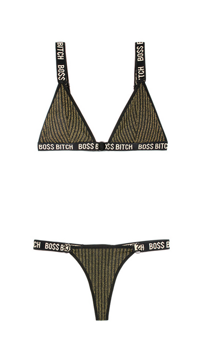 BO$$ Bitch Bralette & Thong Panty Set - Lingerie