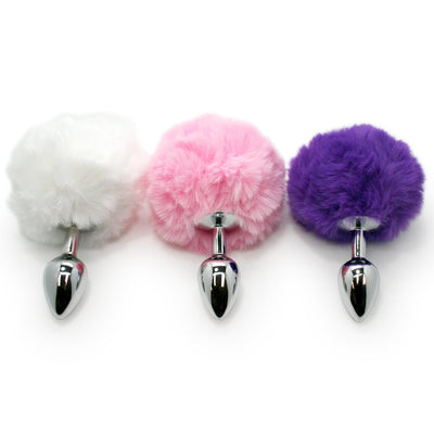 White Pink and Purple Sexy Bunny Tail Anal Plugs - Anal Toys