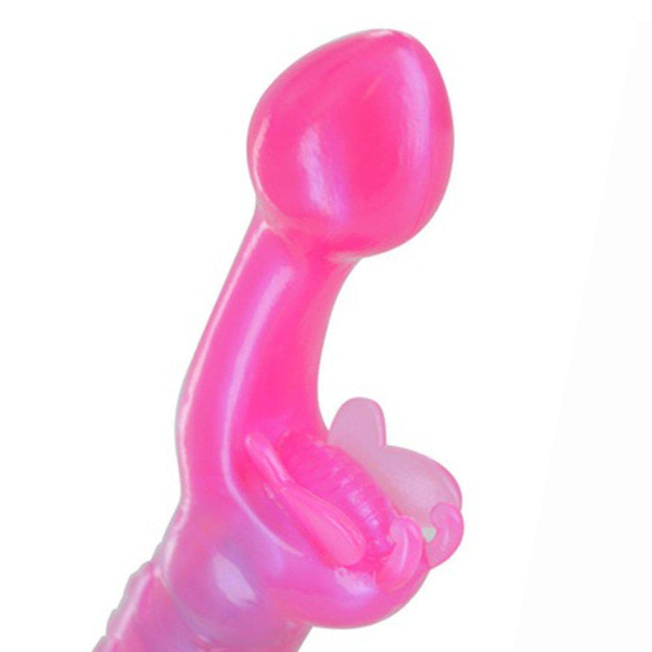 Close up image of the bulbed tip of this vibrator created to hit the g spot