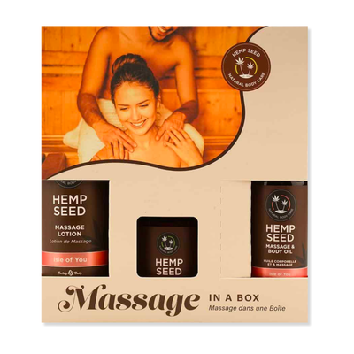 Photo of the Earthly Body Massage in a Box massage gift set.