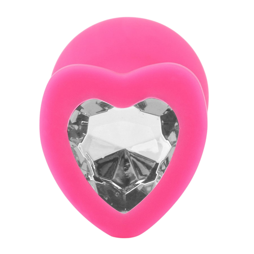 Picture of the pink butt plug, showing the silver heart jewel.
