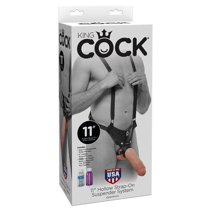 King Cock 11 Inch Hollow Strap-On Suspender System - Male Sex Toys