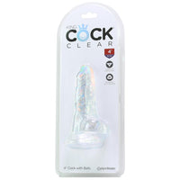 Clear 4 Inch Suction Cup Dildo With Balls - Dildos