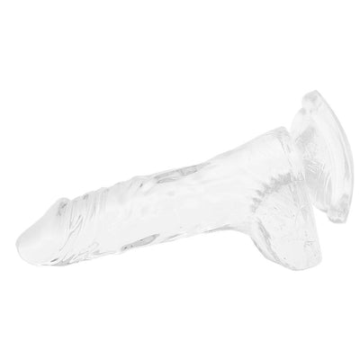 Clear 4 Inch Suction Cup Dildo With Balls - Dildos