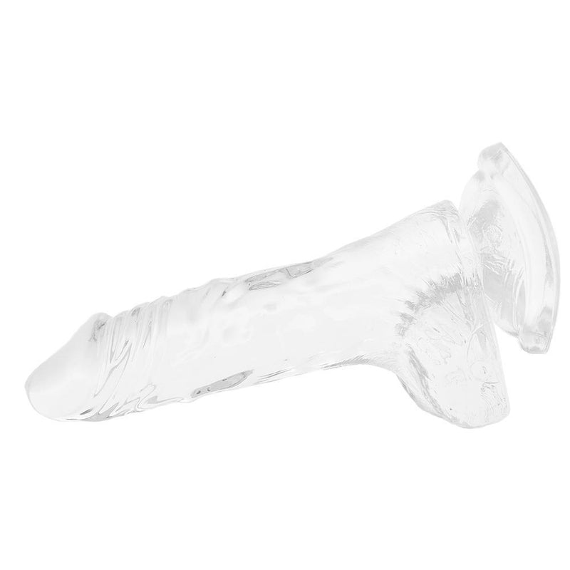 Clear 4 Inch Suction Cup Dildo With Balls - Dildos