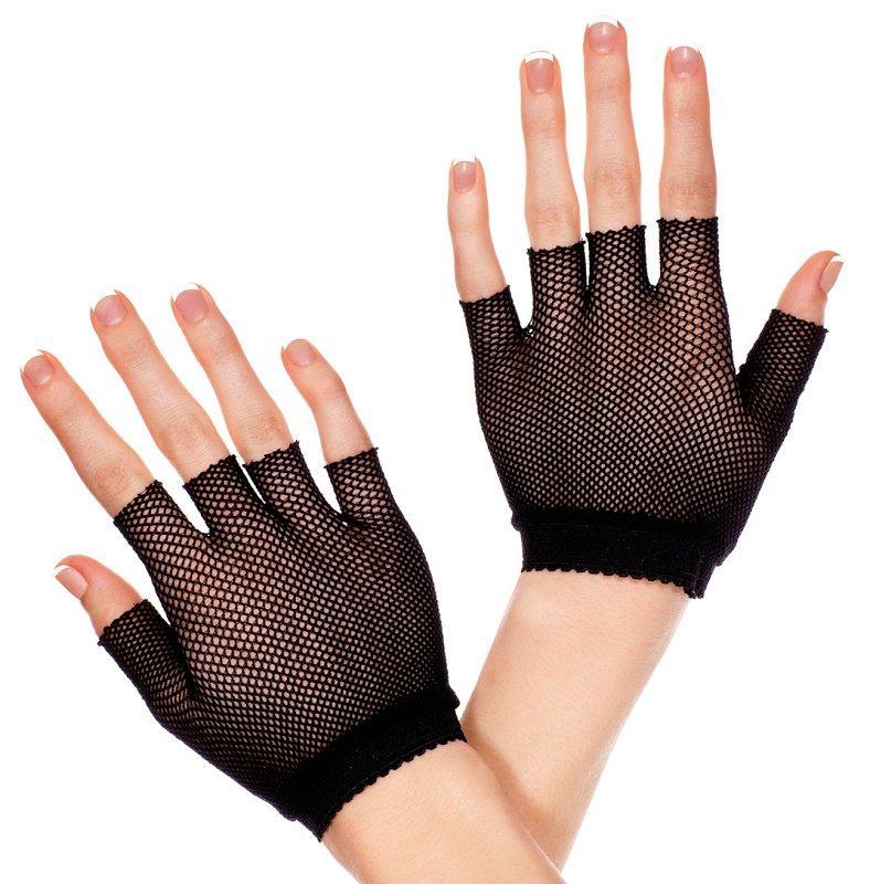 Black Fishnet Wrist Gloves - One Size Available - Lingerie