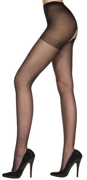 Black Sheer Crotchless Pantyhose - One Size Available - Lingerie