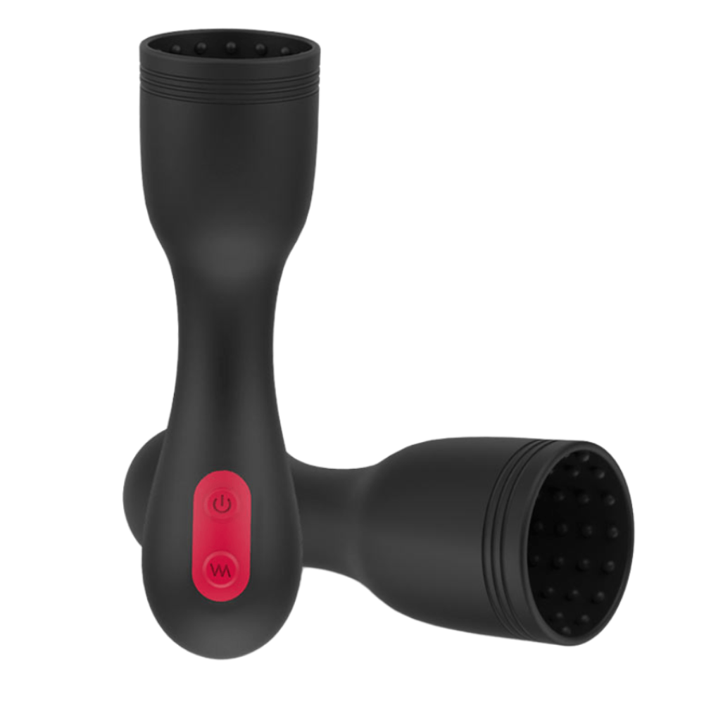 Penis tip massager at front and side view.