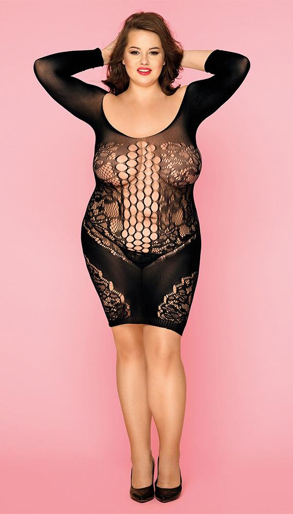 Plus Size Super Sexy Sheer Mini Dress - Lingerie