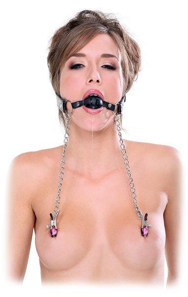 Fetish Fantasy Extreme Ball Gag & Nipple Clamps - Bondage
