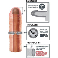 Infographic showing width of penis extender with 66% girth increase