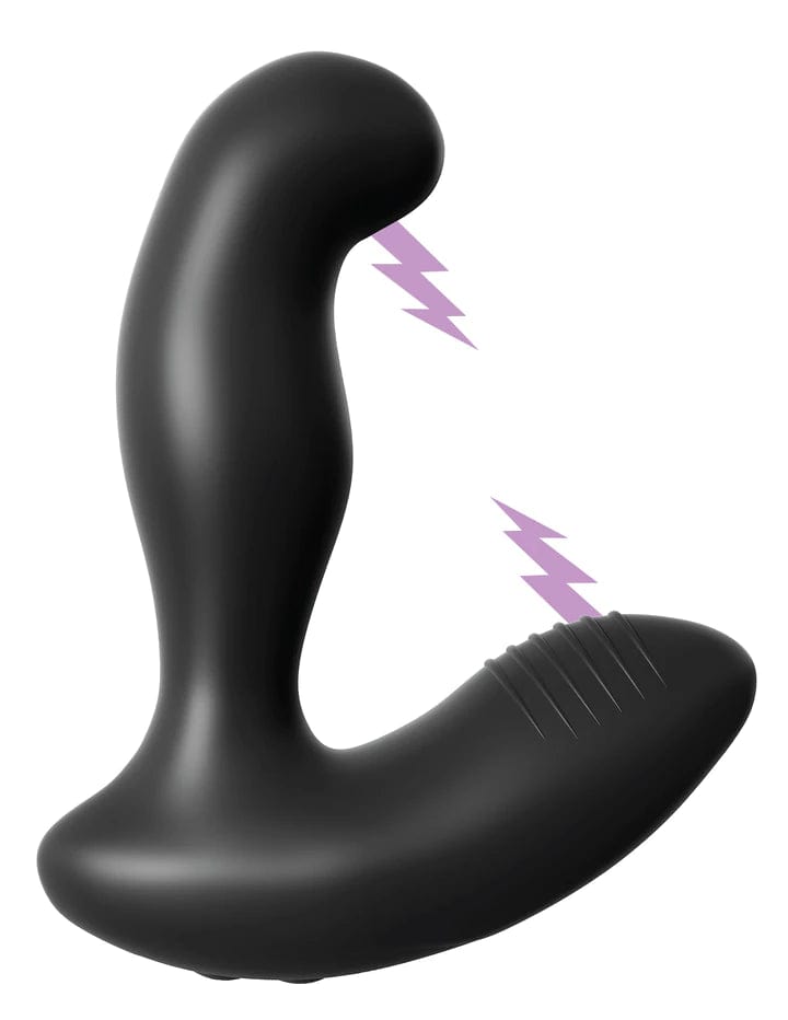 ImImage shows prostate vibe laying down with electric bolts to display shock therapy effect. 