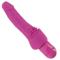 Bright pink vibrating realistic dildo