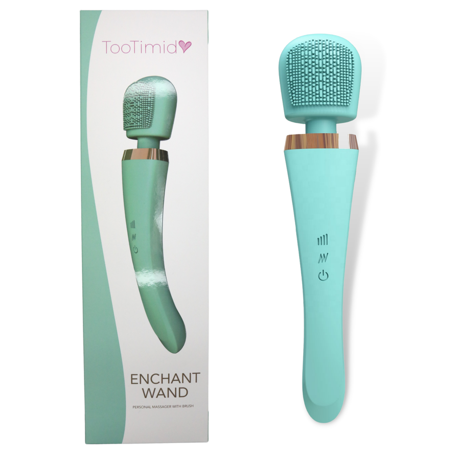 Image of the wand massager next to its product packaging.