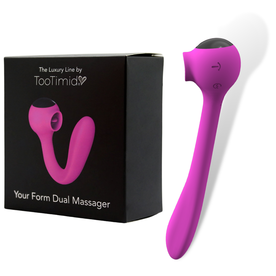 Picture of the vibrator next to its product packaging.