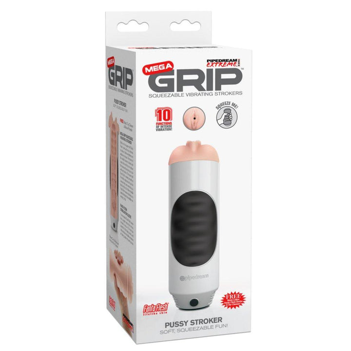 Mega Grip Vibrating Pussy Stroker - Male Sex Toys
