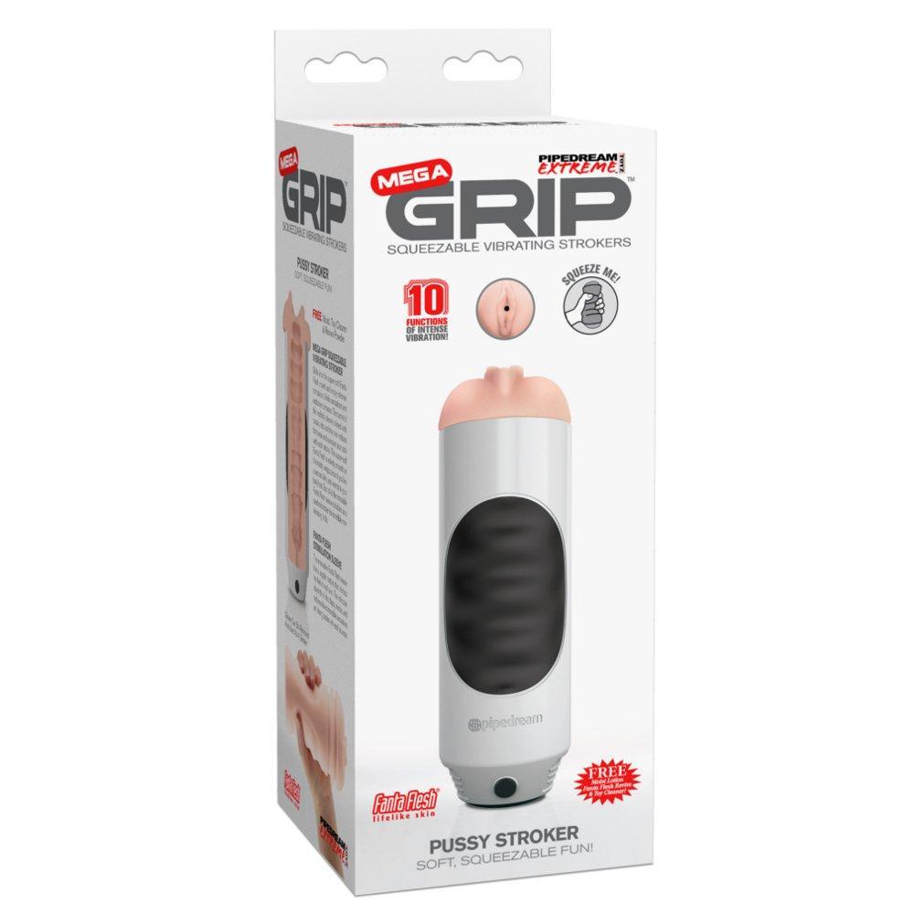 Mega Grip Vibrating Pussy Stroker - Male Sex Toys
