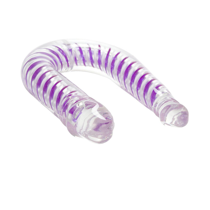 Close up image of the jelly dong! This 12 inch toy stimulates you both vaginally and anally for intense pleasure! Use to enhance your next solo session or try with a partner to spice things up!