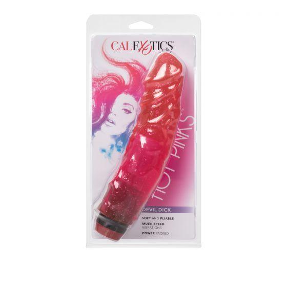 Plastic packaging for red realistic dildo
