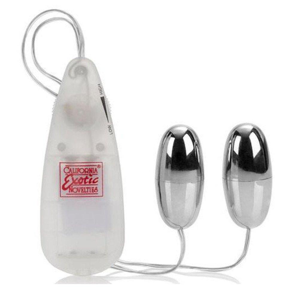 Double silver vibrating bullets connected to remote control