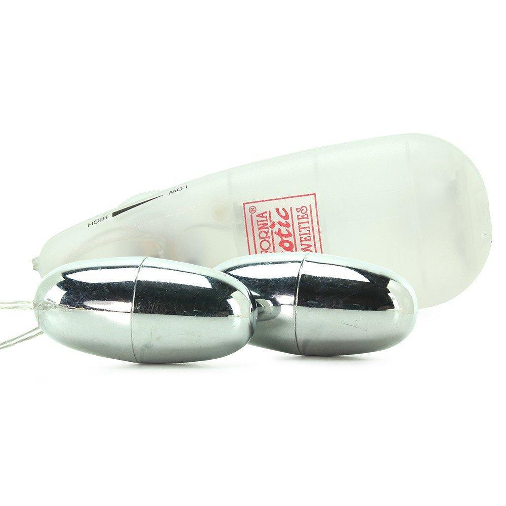 Close up image of shiny silver vibrating bullets