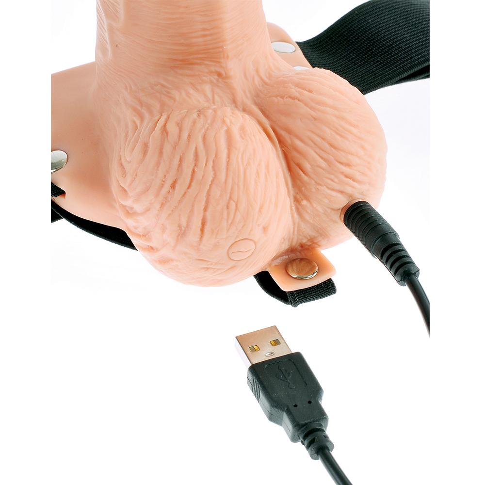 Rechargeable 6 Inch Vibrating Hollow Strap-on - Male Sex Toys