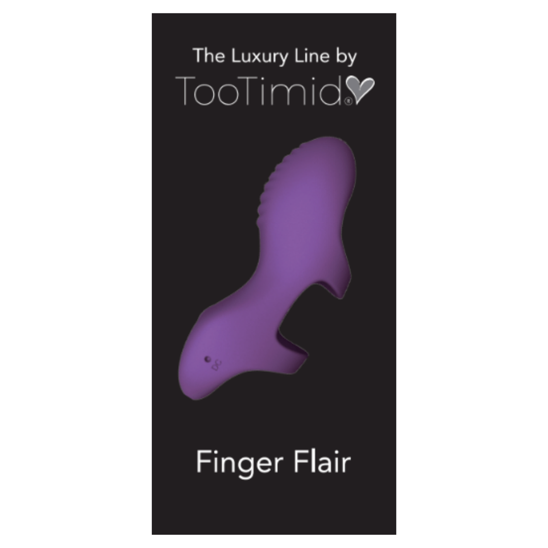 Image of the product packaging. The finger flair is perfect for both beginners and experienced toy users! Check out this powerful and discreet vibe today to spice things up!