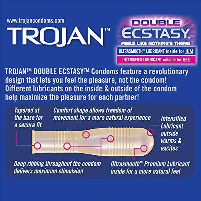 Trojan Double Ecstasy Condoms - 3 Pack - Condoms
