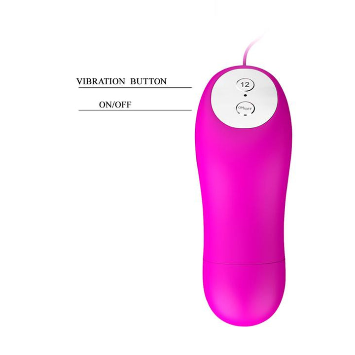 a photo of the remote showing the top 12 button controls the vibrations and the bottom on and off button turns the vibrator off and on