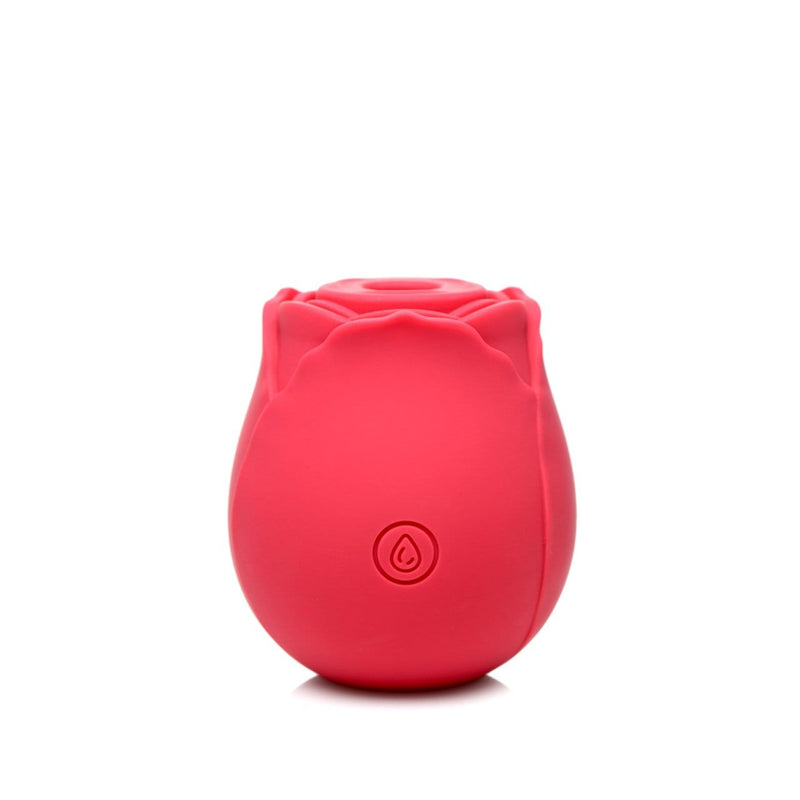 front facing photo of the air pulse rose shaped sex toy